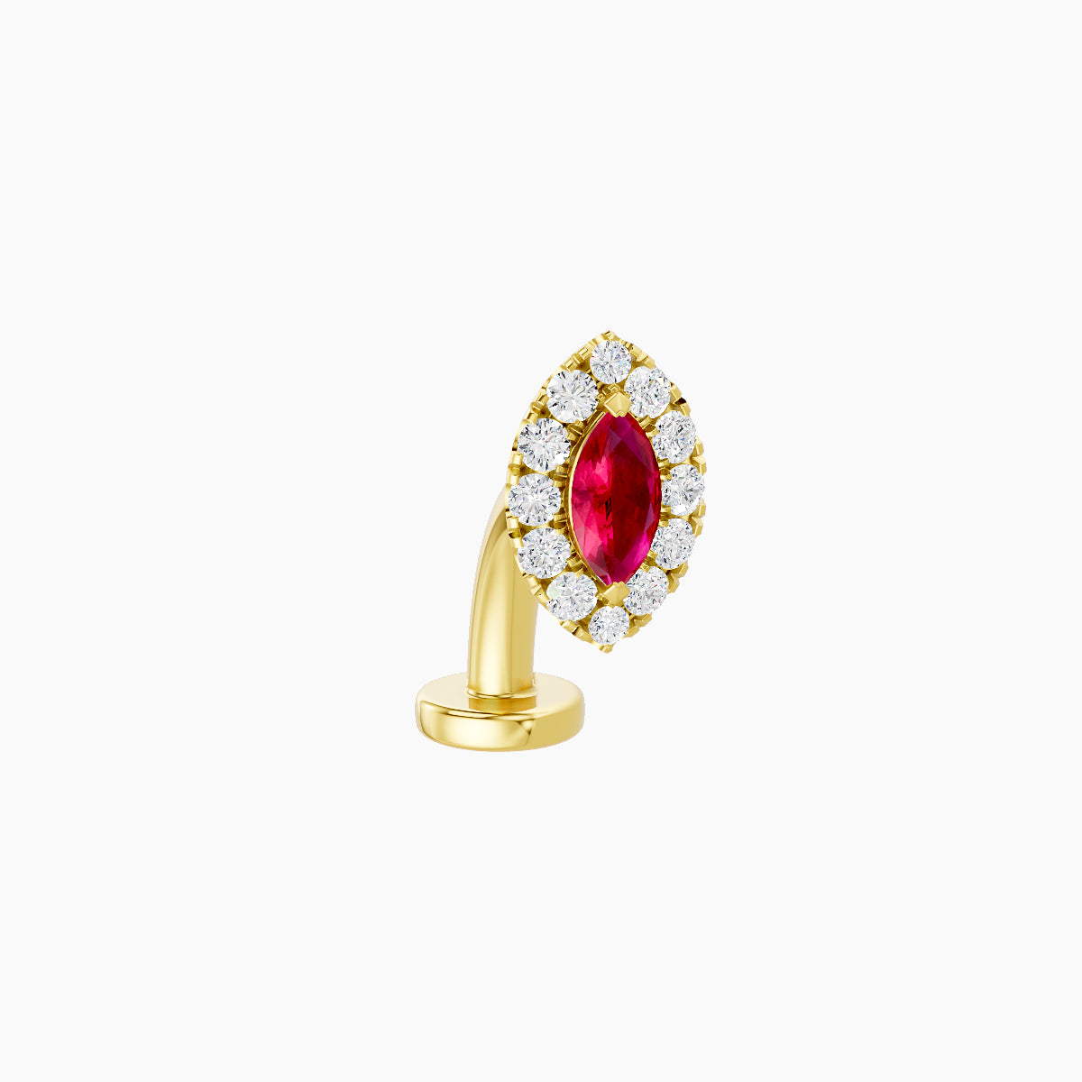 Eirene | 18k Yellow Gold 8 mm 7.5 mm Halo Marquise Ruby & Diamond Floating Navel Piercing