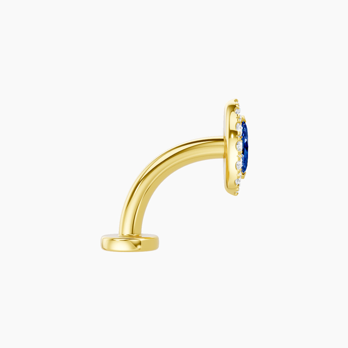 Eirene | 18k Yellow Gold 8 mm 7.5 mm Halo Marquise Sapphire & Diamond Floating Navel Piercing