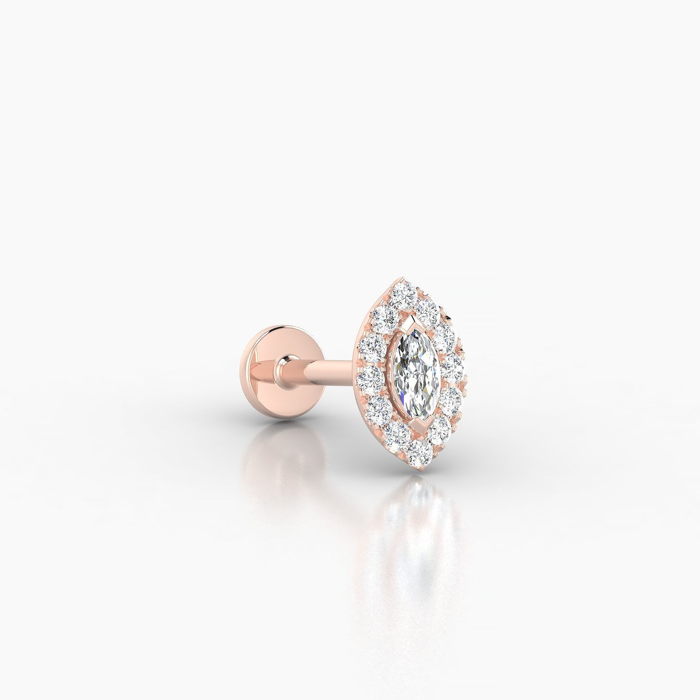 Eirene | 18k Rose Gold 8 mm 8 mm Halo Marquise Diamond Piercing