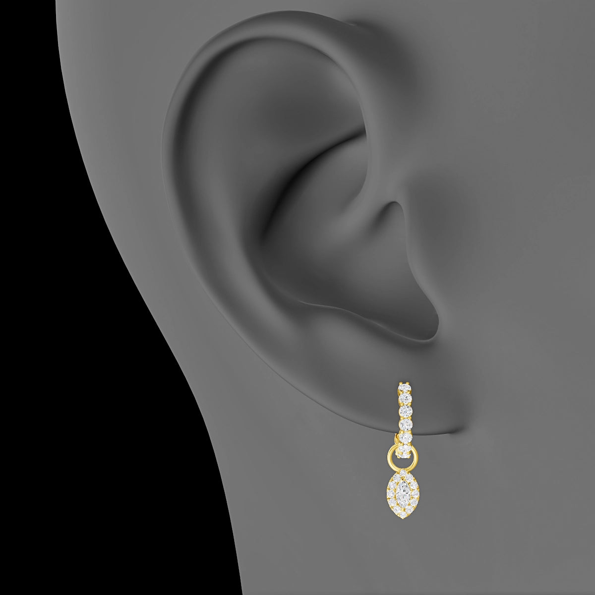 Eirene | 18k Yellow Gold 7.5 mm Halo Marquise Diamond Charm