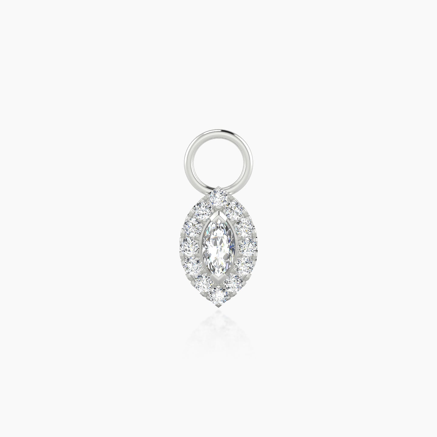 Eirene | 18k White Gold 8 mm Halo Marquise Diamond Charm