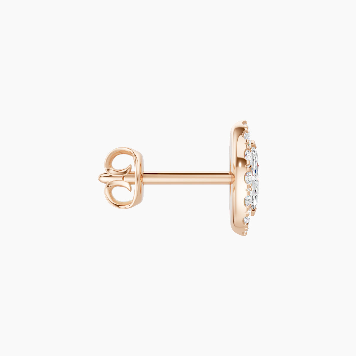 Eirene | 18k Rose Gold 7.5 mm Halo Marquise Diamond Earring