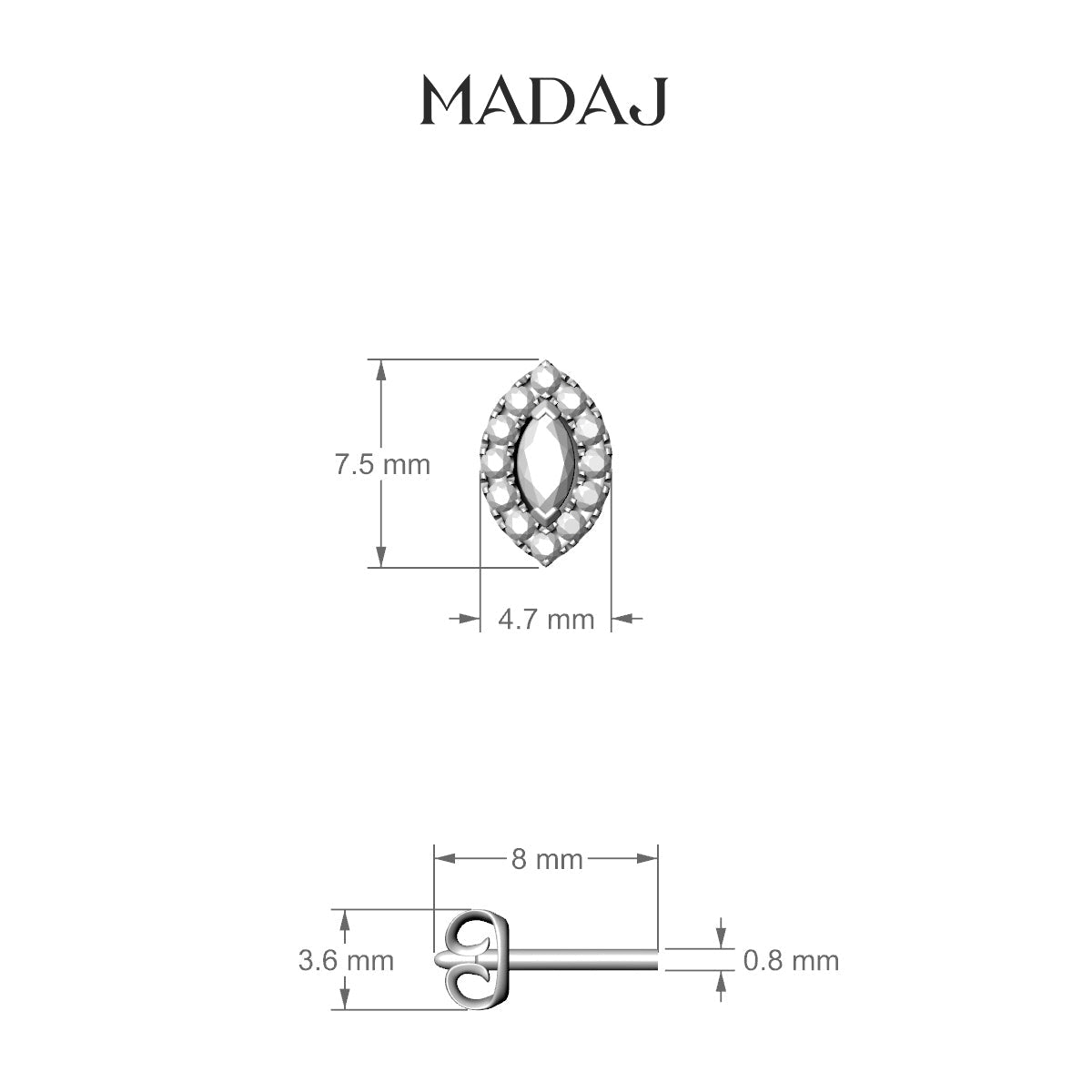 Eirene | 18k White Gold 7.5 mm Halo Marquise Diamond Earring