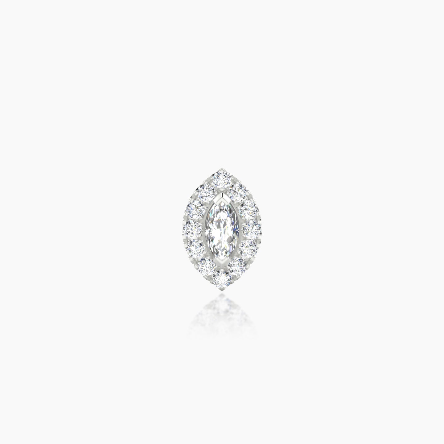 Eirene | 18k White Gold 8 mm Halo Marquise Diamond Piercing