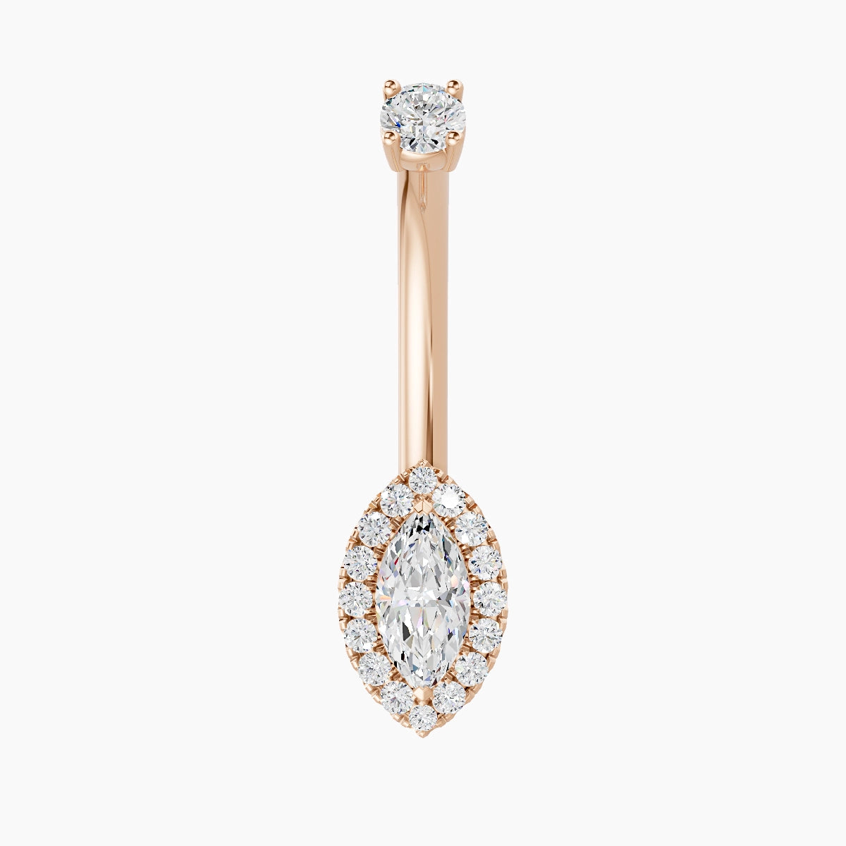 Eirene | 18k Rose Gold 9 mm 10 mm Halo Marquise Diamond Belly Piercing