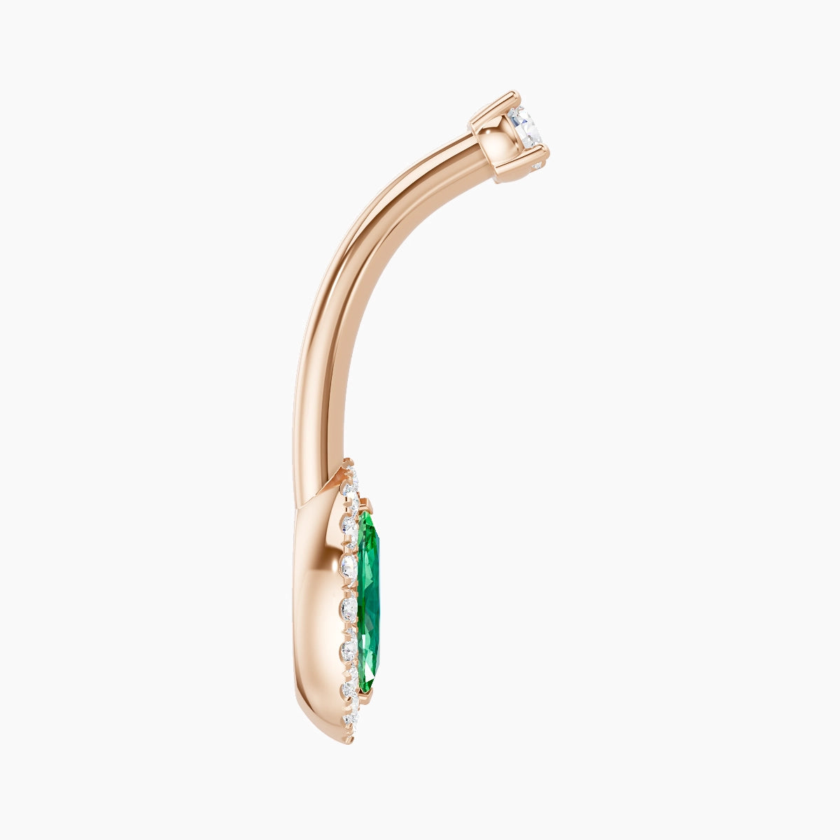 Eirene | 18k Rose Gold 9 mm 10 mm Halo Marquise Emerald & Diamond Belly Piercing