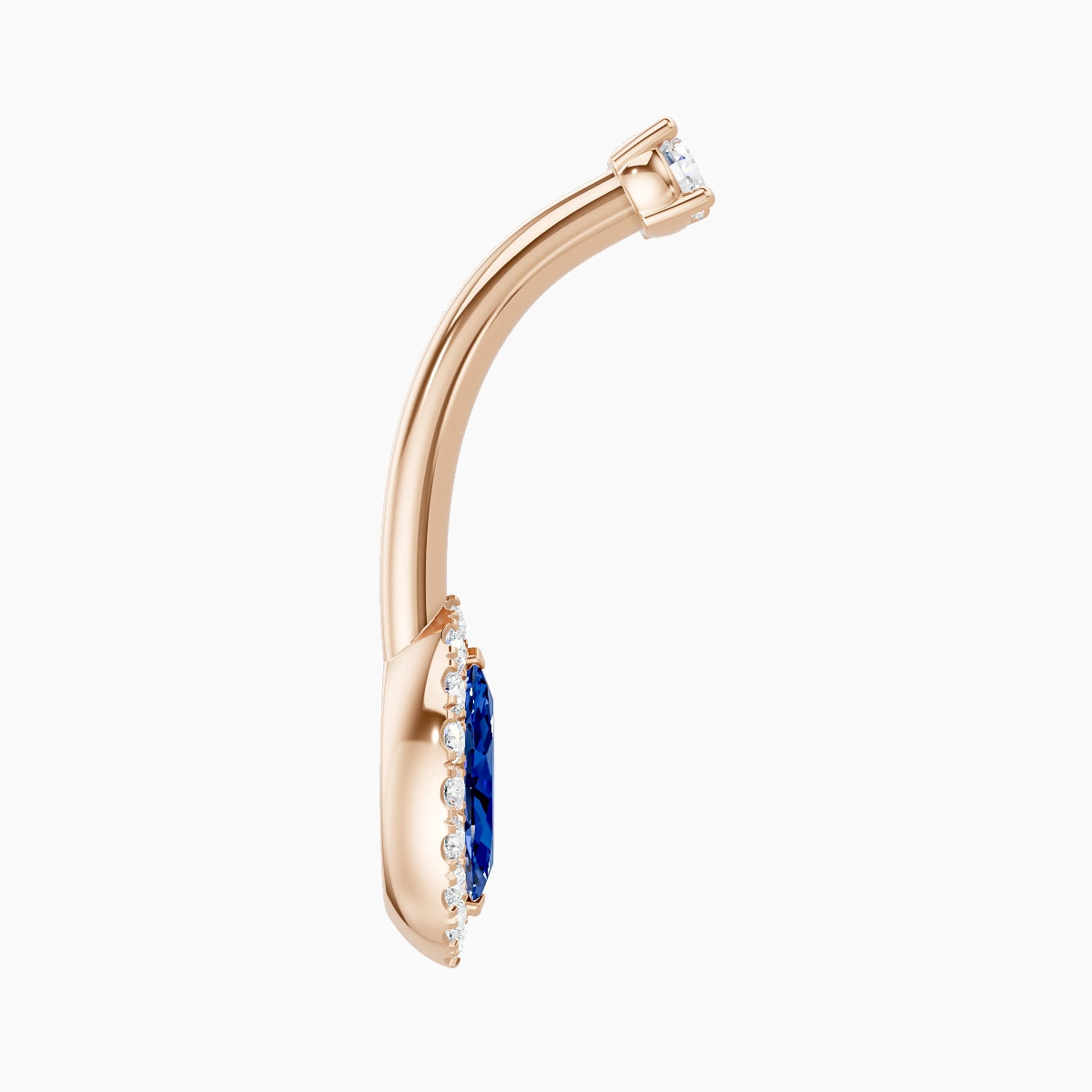 Eirene | 18k Rose Gold 9 mm 10 mm Halo Marquise Sapphire & Diamond Belly Piercing