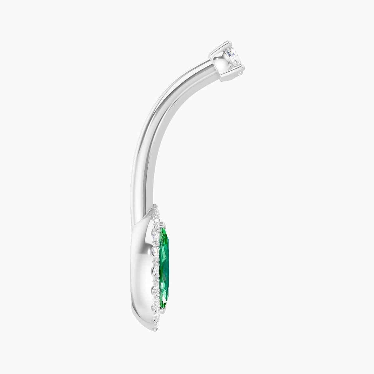 Eirene | 18k White Gold 9 mm 10 mm Halo Marquise Emerald & Diamond Belly Piercing