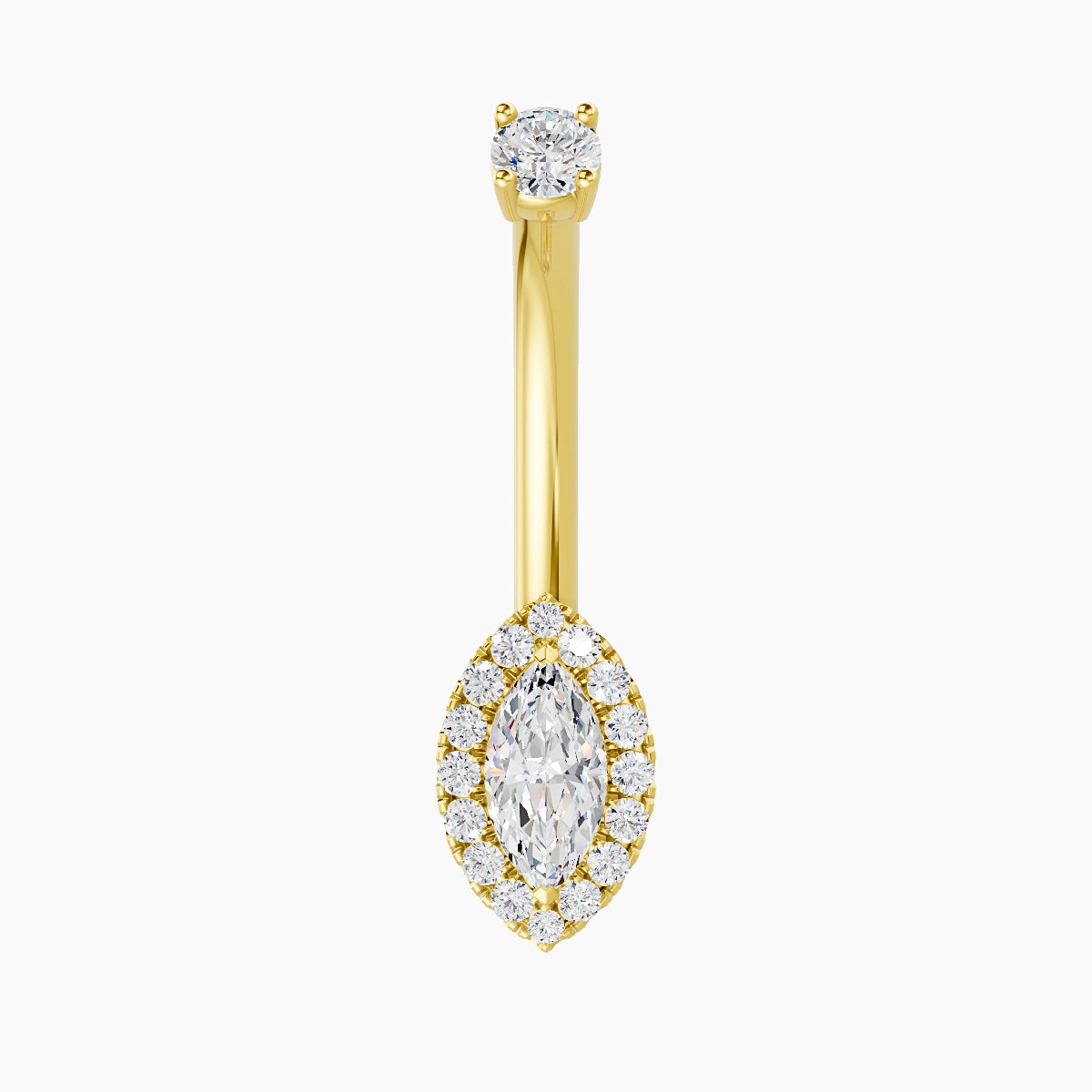 Eirene | 18k Yellow Gold 9 mm 10 mm Halo Marquise Diamond Belly Piercing