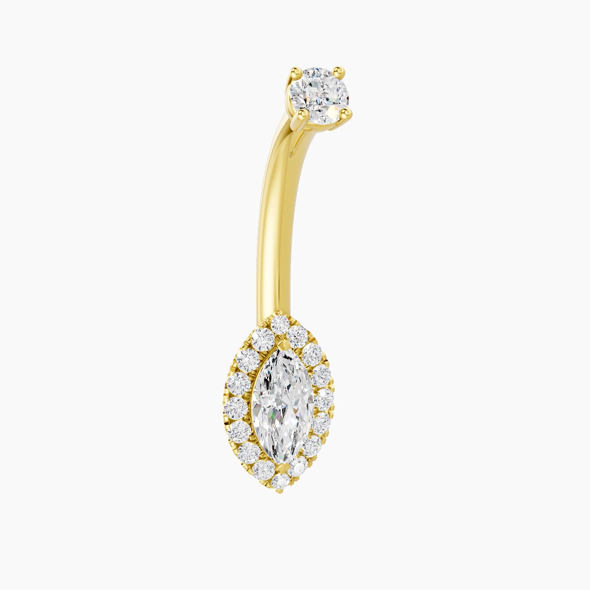 Eirene | 18k Yellow Gold 9 mm 10 mm Halo Marquise Diamond Belly Piercing