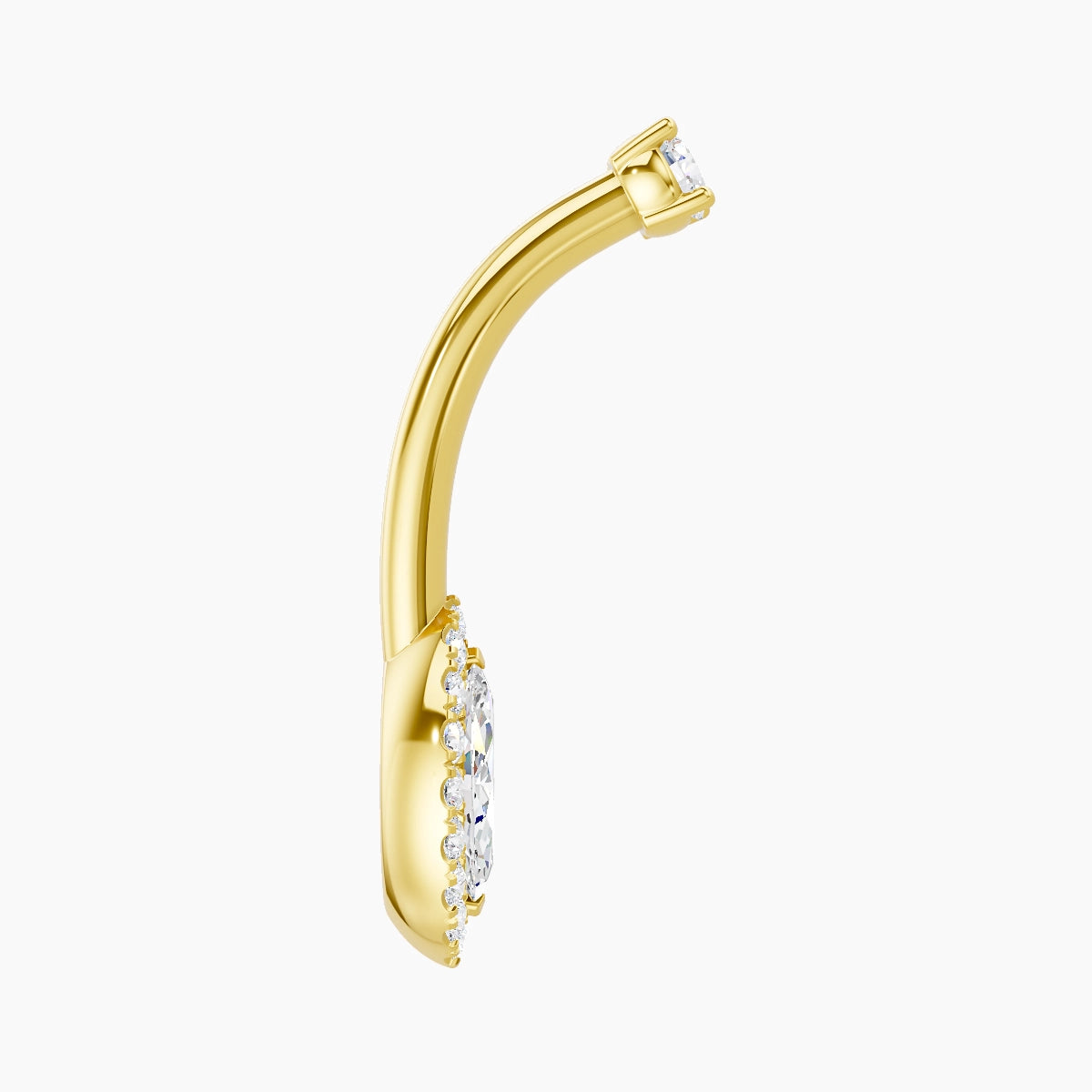 Eirene | 18k Yellow Gold 9 mm 10 mm Halo Marquise Diamond Belly Piercing