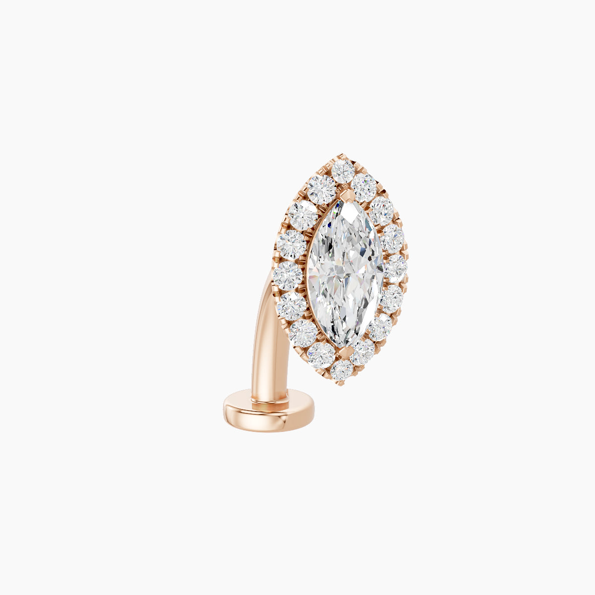 Eirene | 18k Rose Gold 9.5 mm 10 mm Halo Marquise Diamond Floating Navel Piercing