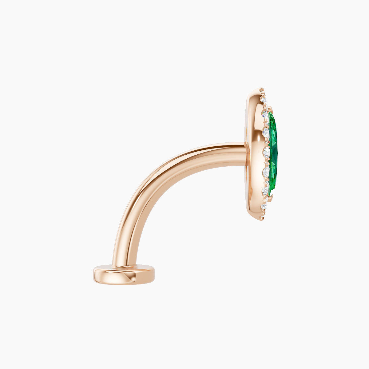 Eirene | 18k Rose Gold 10 mm 9.5 mm Halo Marquise Emerald & Diamond Floating Navel Piercing