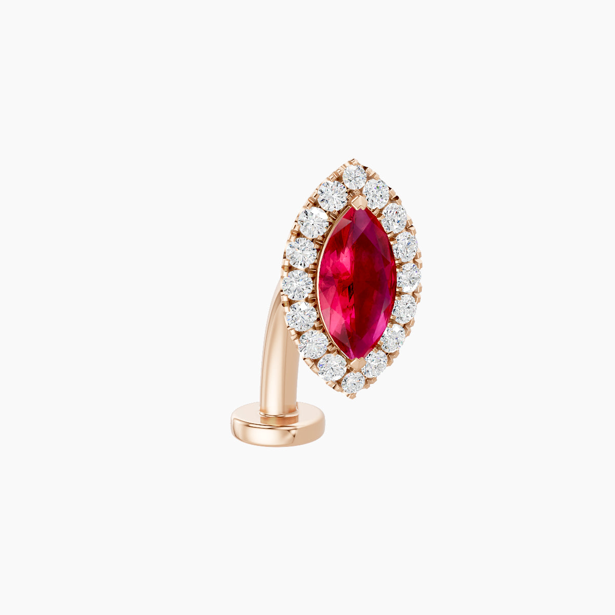 Eirene | 18k Rose Gold 10 mm 9.5 mm Halo Marquise Ruby & Diamond Floating Navel Piercing