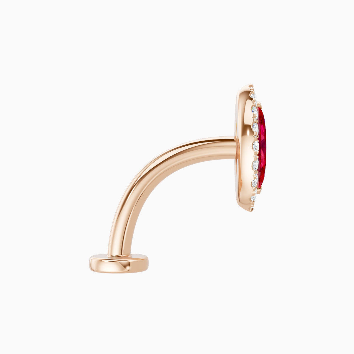 Eirene | 18k Rose Gold 10 mm 9.5 mm Halo Marquise Ruby & Diamond Floating Navel Piercing