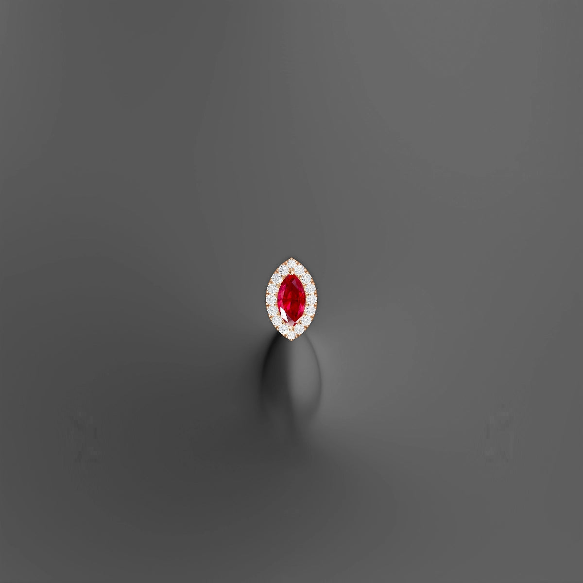 Eirene | 18k Rose Gold 10 mm 9.5 mm Halo Marquise Ruby & Diamond Floating Navel Piercing