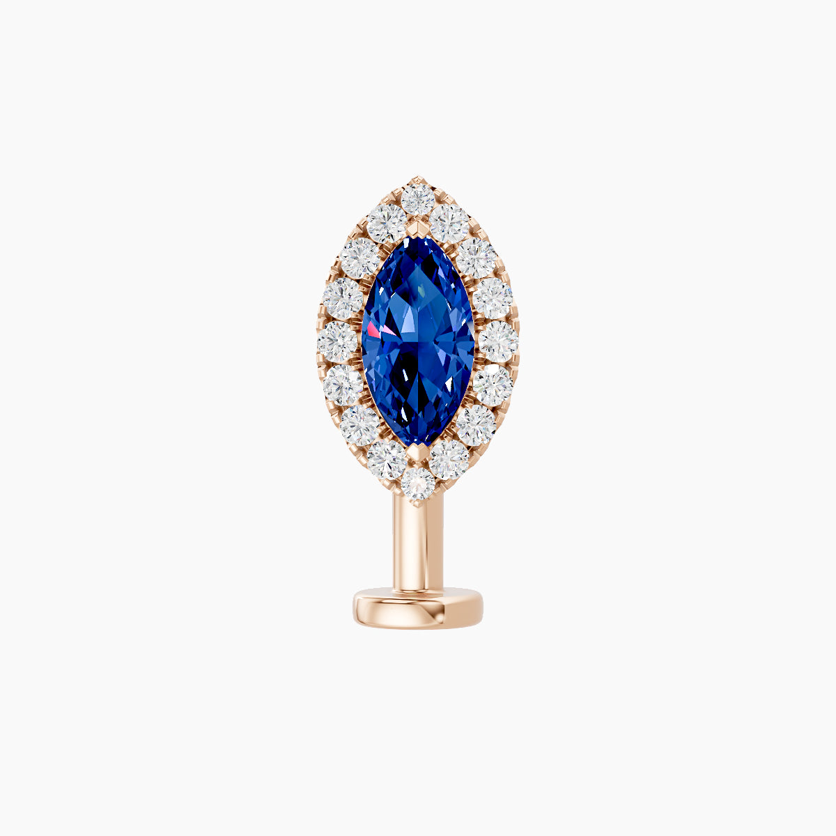 Eirene | 18k Rose Gold 10 mm 9.5 mm Halo Marquise Sapphire & Diamond Floating Navel Piercing