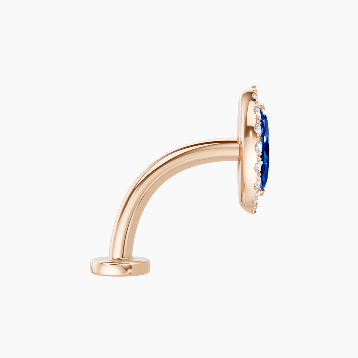 Eirene | 18k Rose Gold 10 mm 9.5 mm Halo Marquise Sapphire & Diamond Floating Navel Piercing