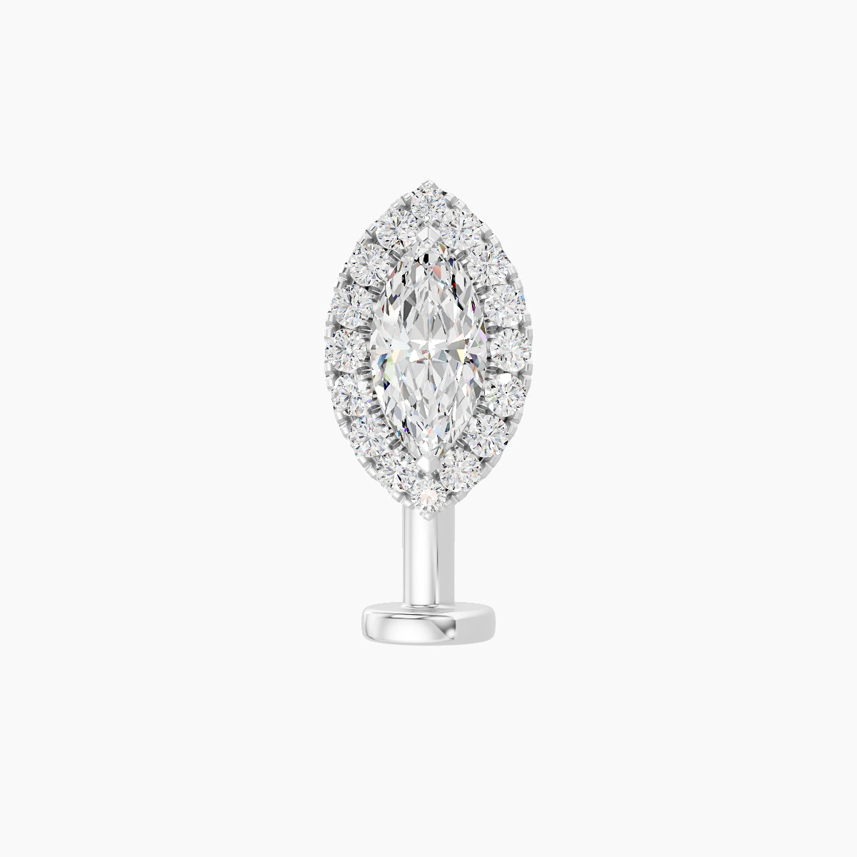 Eirene | 18k White Gold 9.5 mm 10 mm Halo Marquise Diamond Floating Navel Piercing