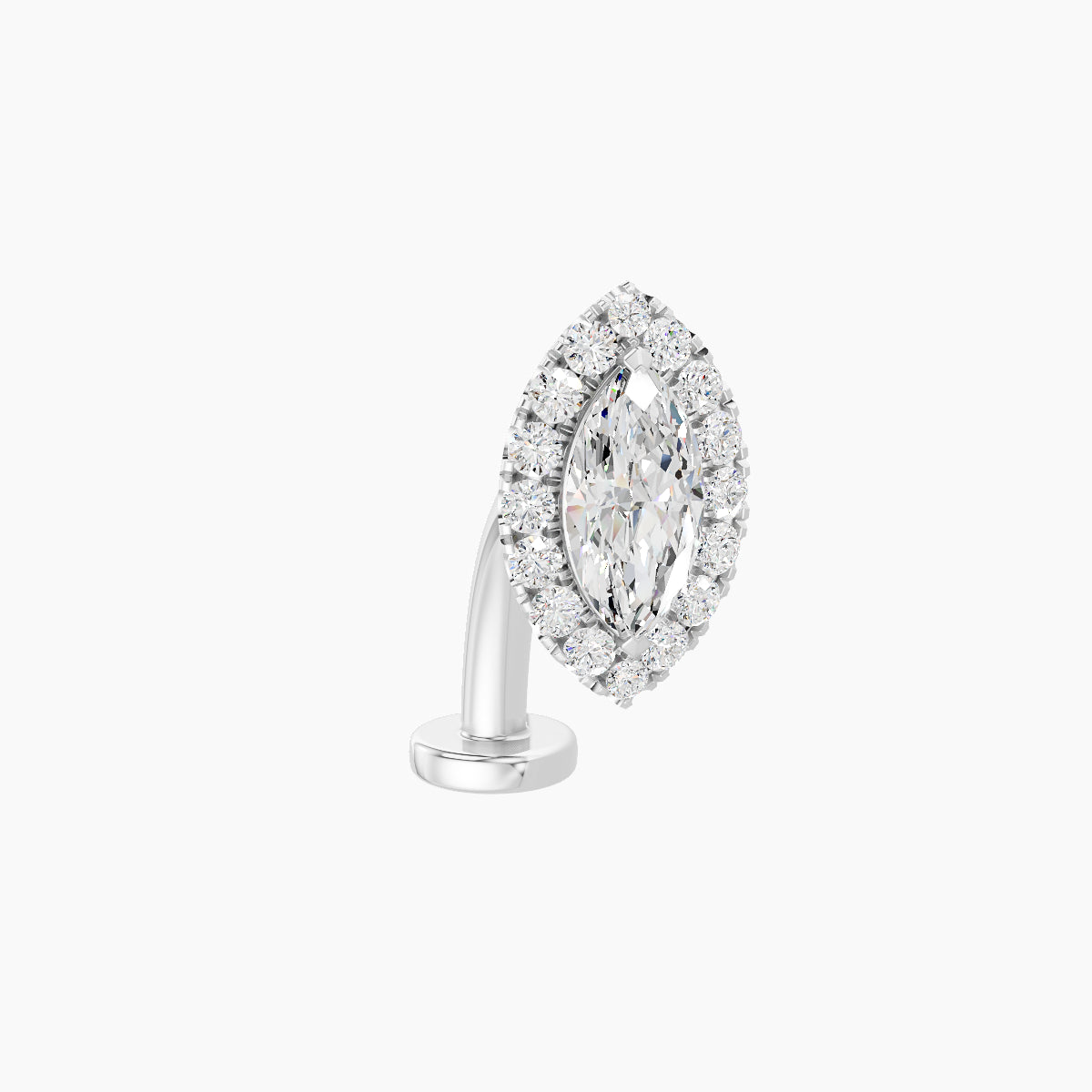 Eirene | 18k White Gold 9.5 mm 10 mm Halo Marquise Diamond Floating Navel Piercing