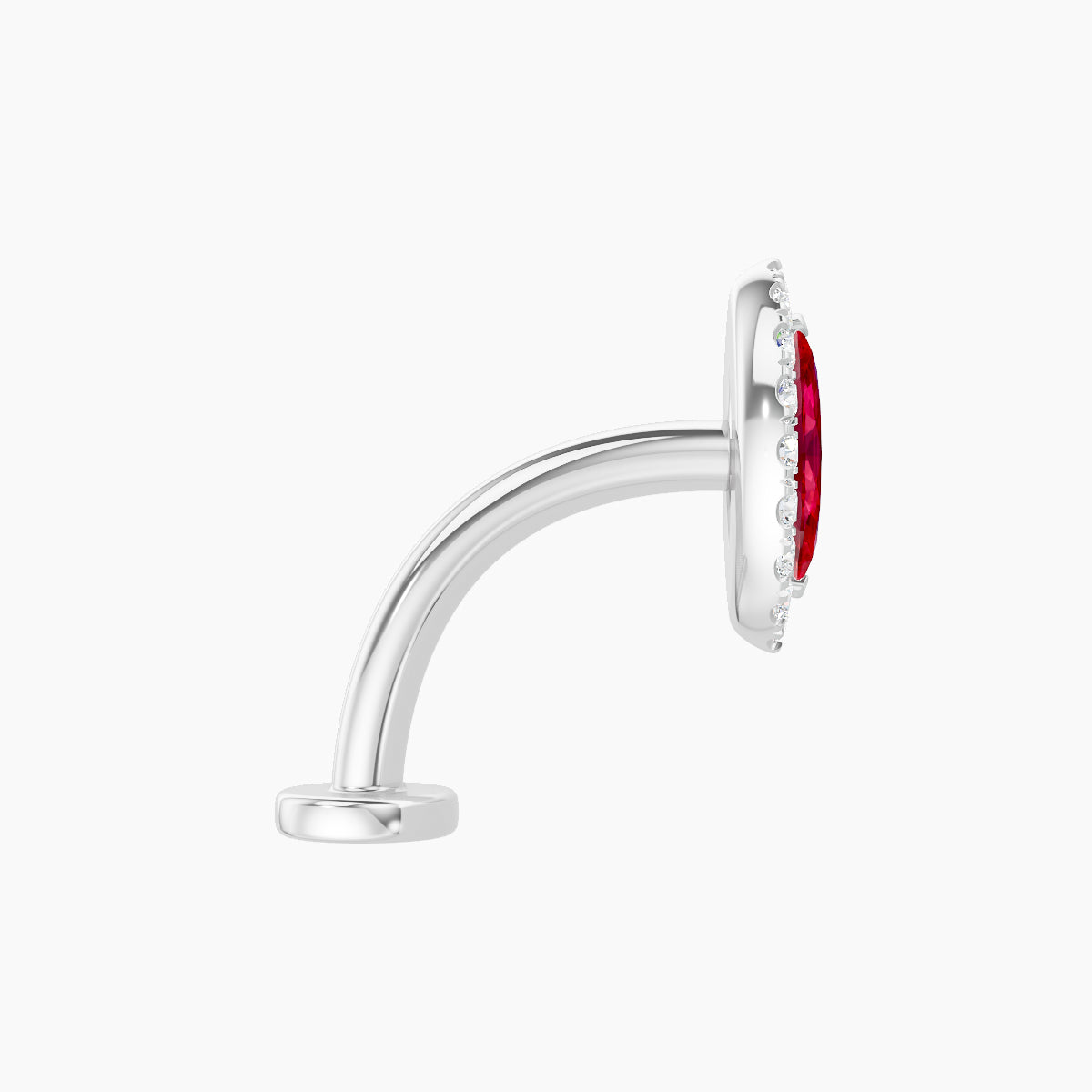 Eirene | 18k White Gold 10 mm 9.5 mm Halo Marquise Ruby & Diamond Floating Navel Piercing