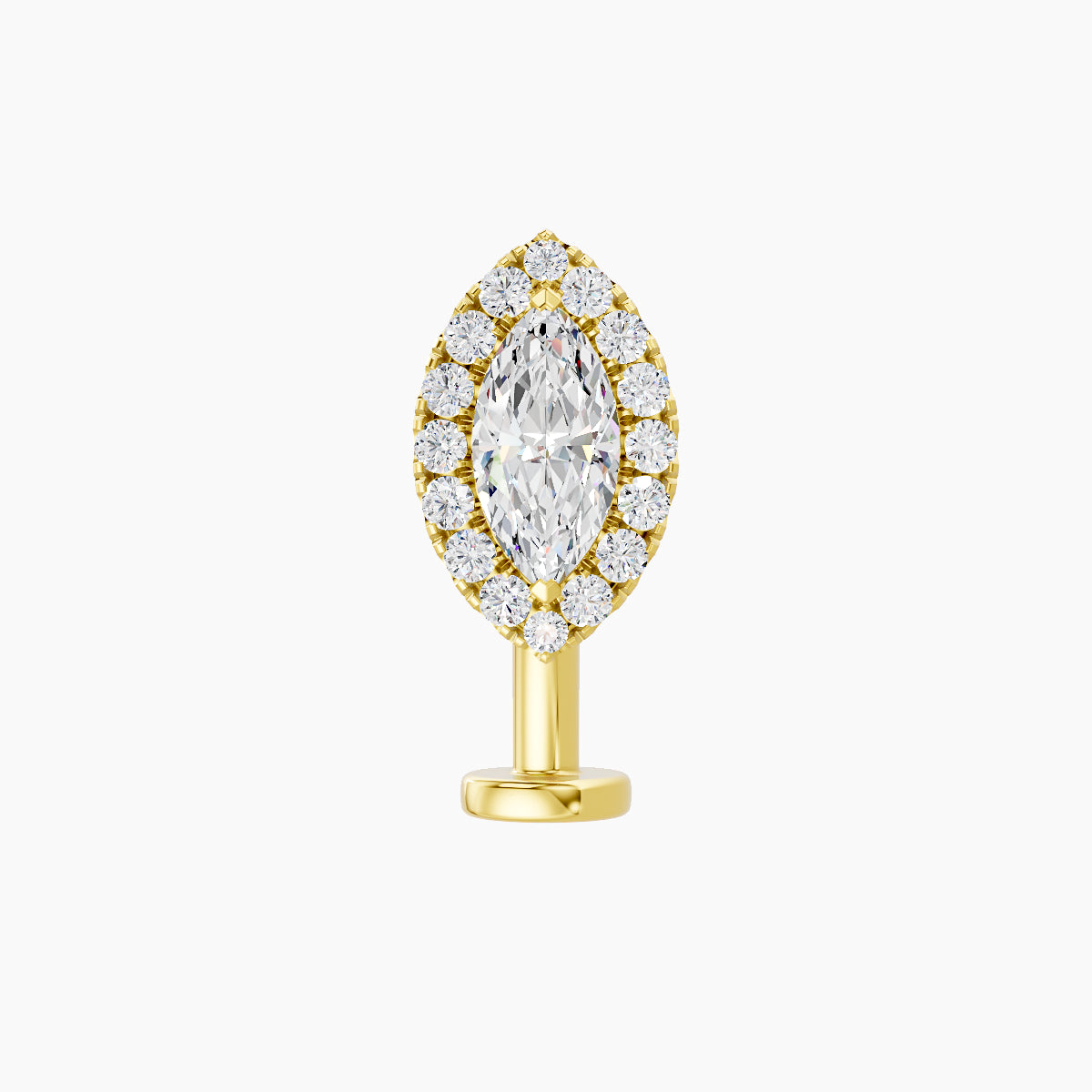 Eirene | 18k Yellow Gold 9.5 mm 10 mm Halo Marquise Diamond Floating Navel Piercing