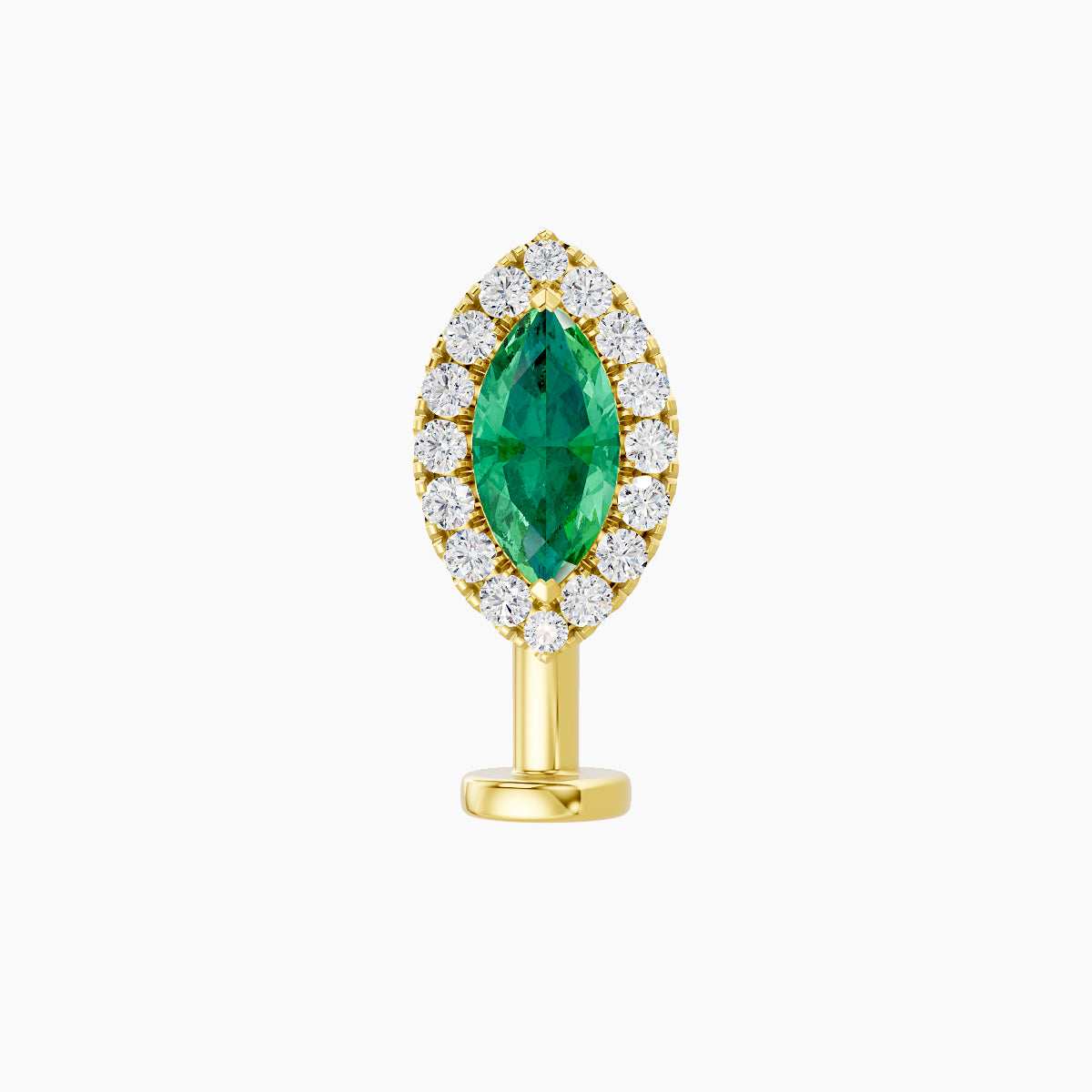 Eirene | 18k Yellow Gold 10 mm 9.5 mm Halo Marquise Emerald & Diamond Floating Navel Piercing