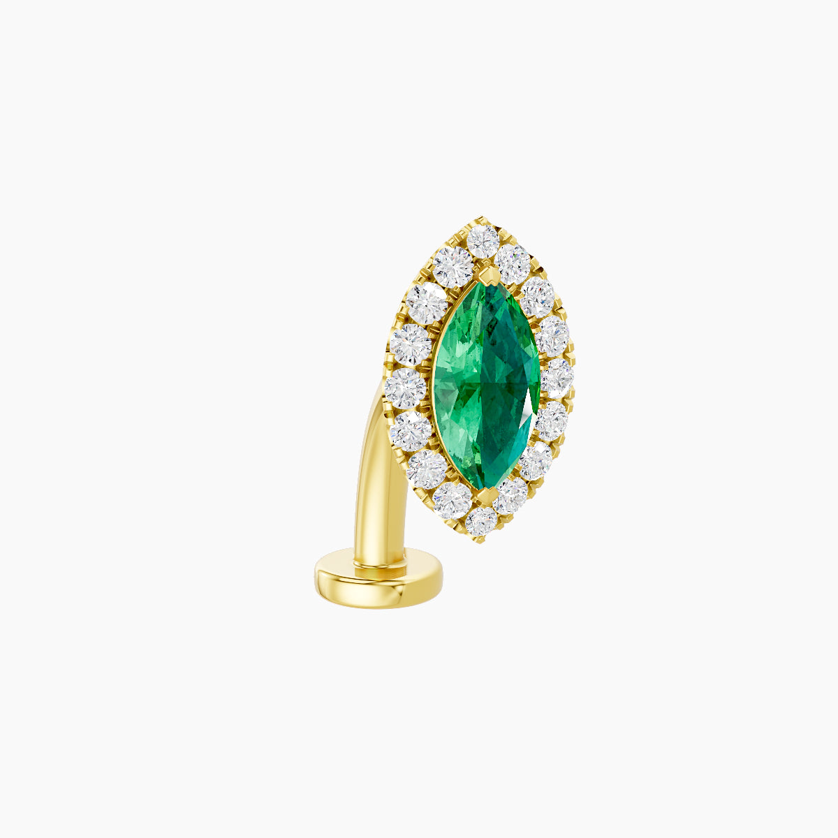 Eirene | 18k Yellow Gold 10 mm 9.5 mm Halo Marquise Emerald & Diamond Floating Navel Piercing