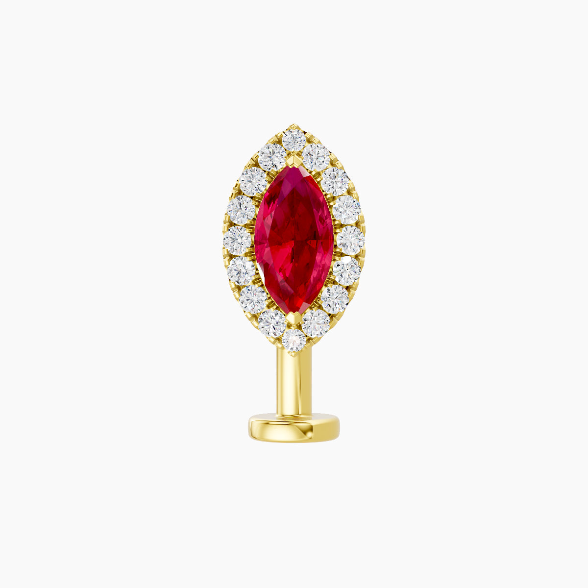 Eirene | 18k Yellow Gold 10 mm 9.5 mm Halo Marquise Ruby & Diamond Floating Navel Piercing