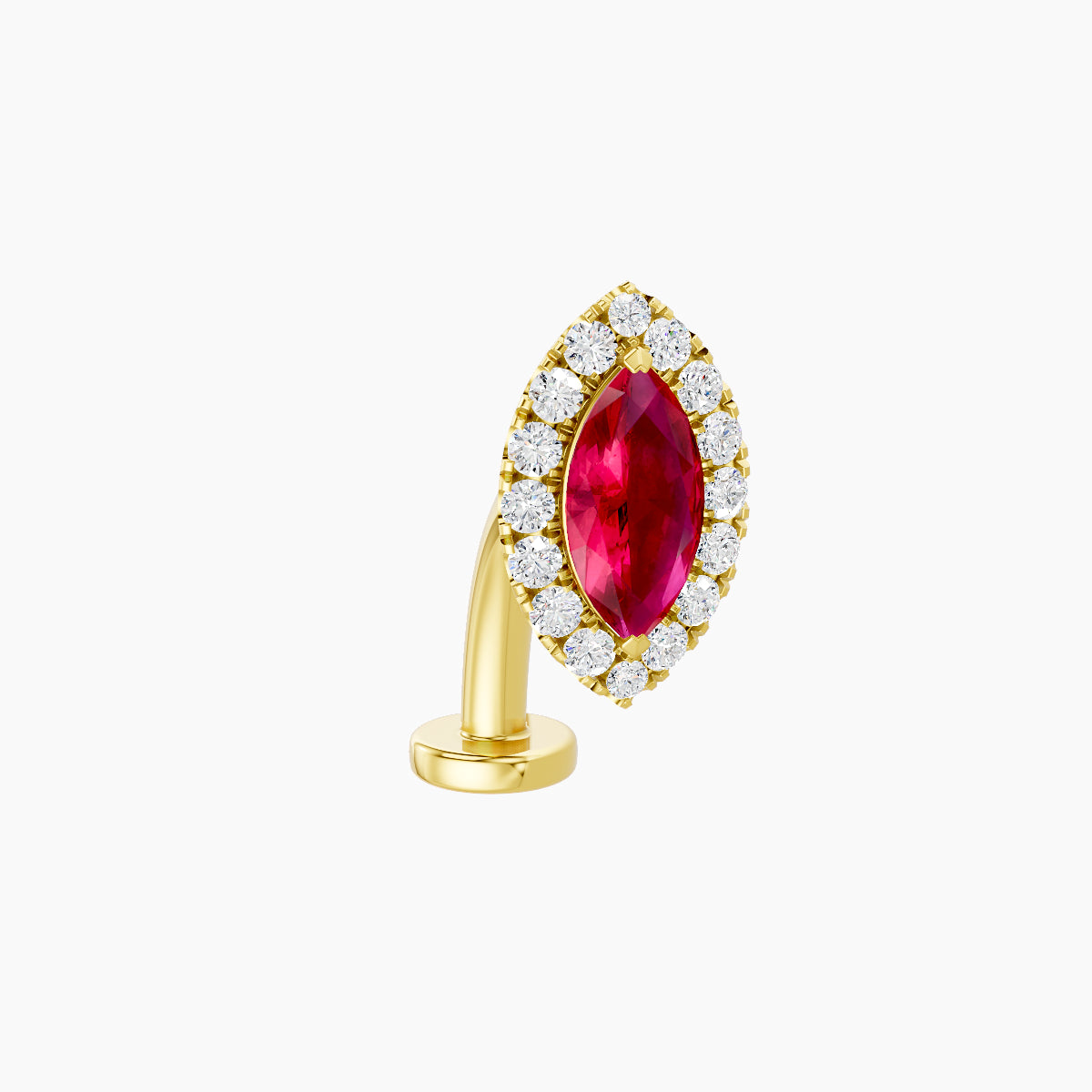 Eirene | 18k Yellow Gold 10 mm 9.5 mm Halo Marquise Ruby & Diamond Floating Navel Piercing