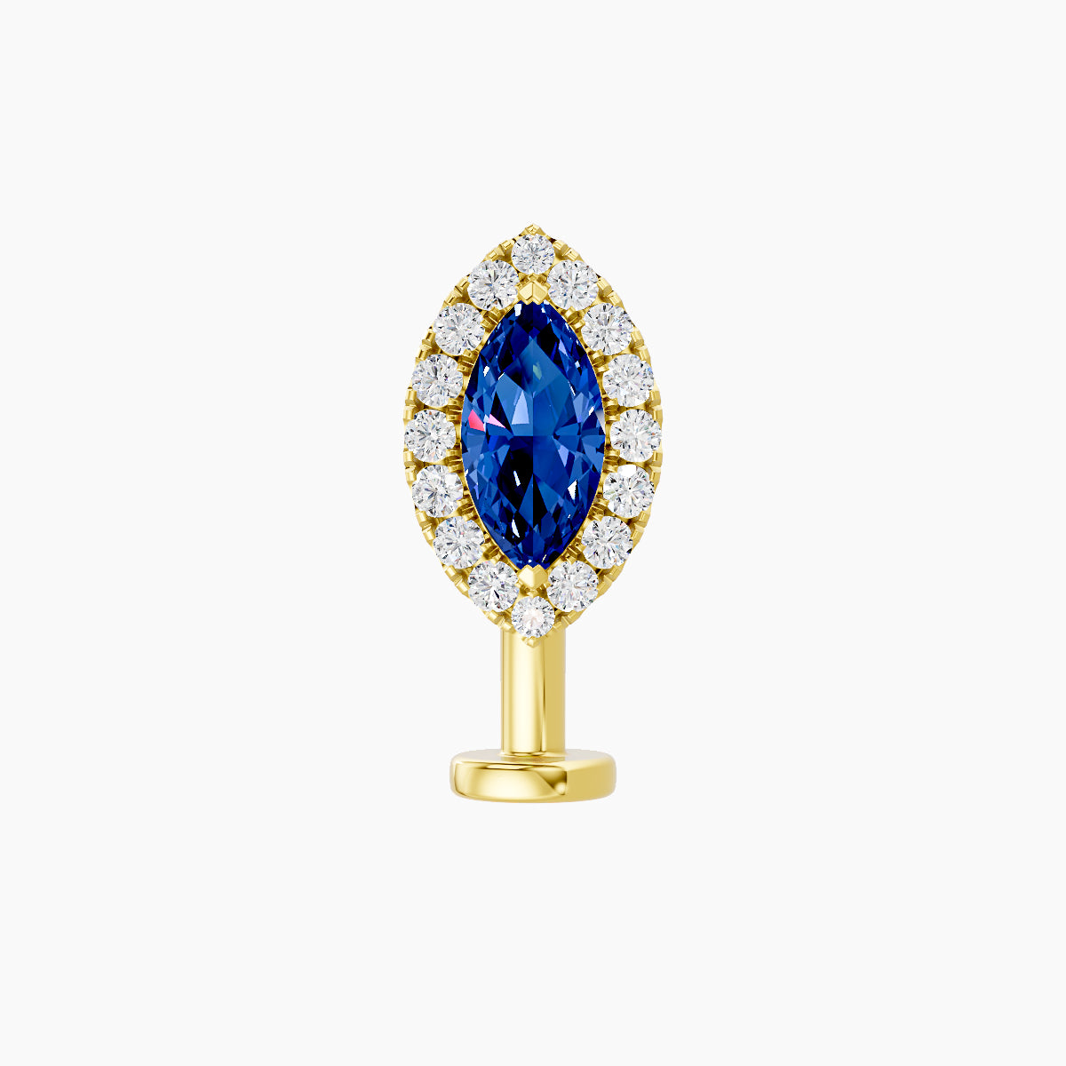 Eirene | 18k Yellow Gold 10 mm 9.5 mm Halo Marquise Sapphire & Diamond Floating Navel Piercing