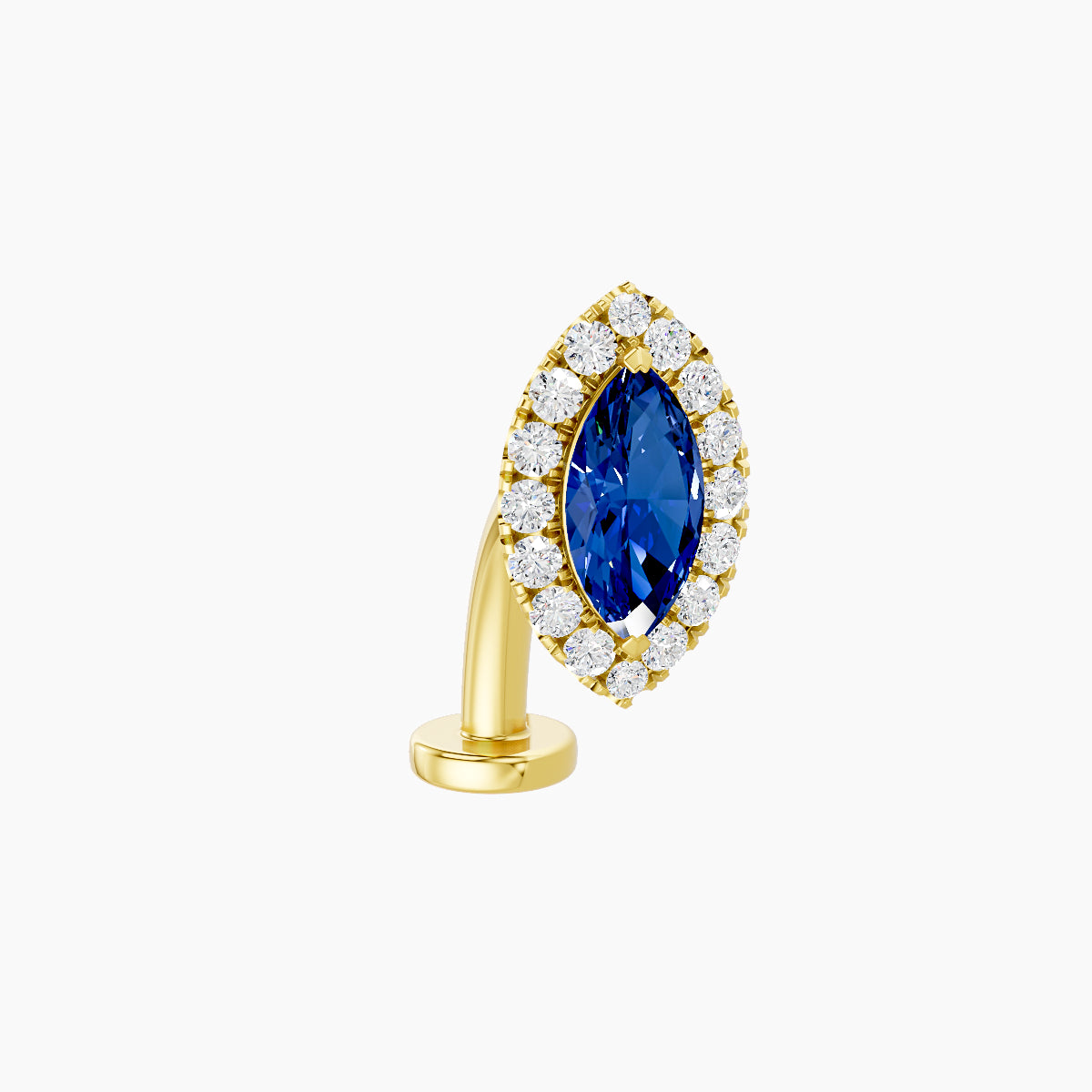 Eirene | 18k Yellow Gold 10 mm 9.5 mm Halo Marquise Sapphire & Diamond Floating Navel Piercing