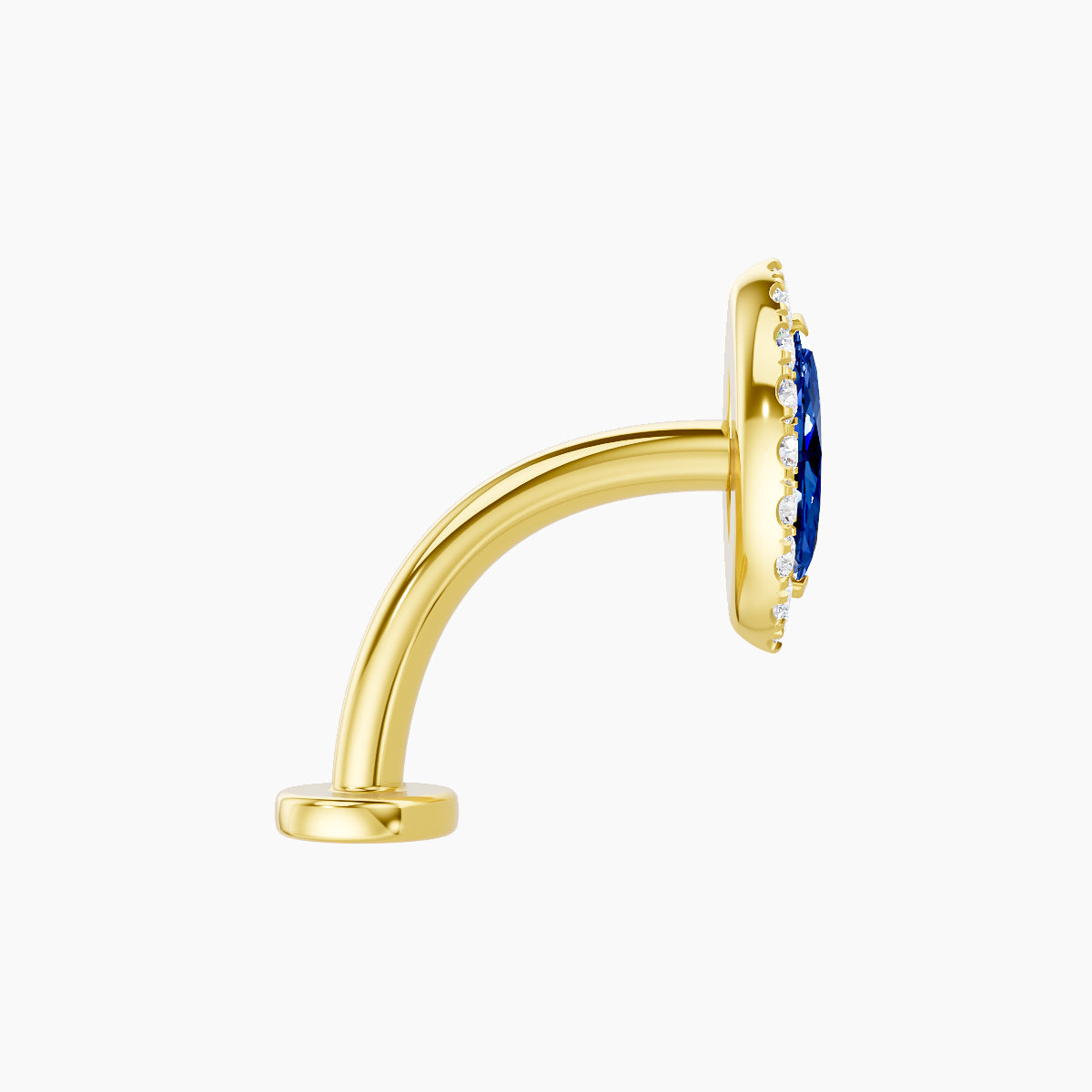 Eirene | 18k Yellow Gold 10 mm 9.5 mm Halo Marquise Sapphire & Diamond Floating Navel Piercing