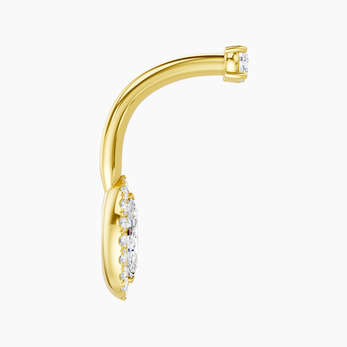 Eirene | 18k Yellow Gold 9.5 mm 10 mm Halo Marquise Diamond Navel Piercing