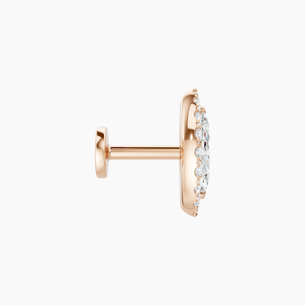 Eirene | 18k Rose Gold 9.5 mm 5 mm Halo Marquise Diamond Piercing
