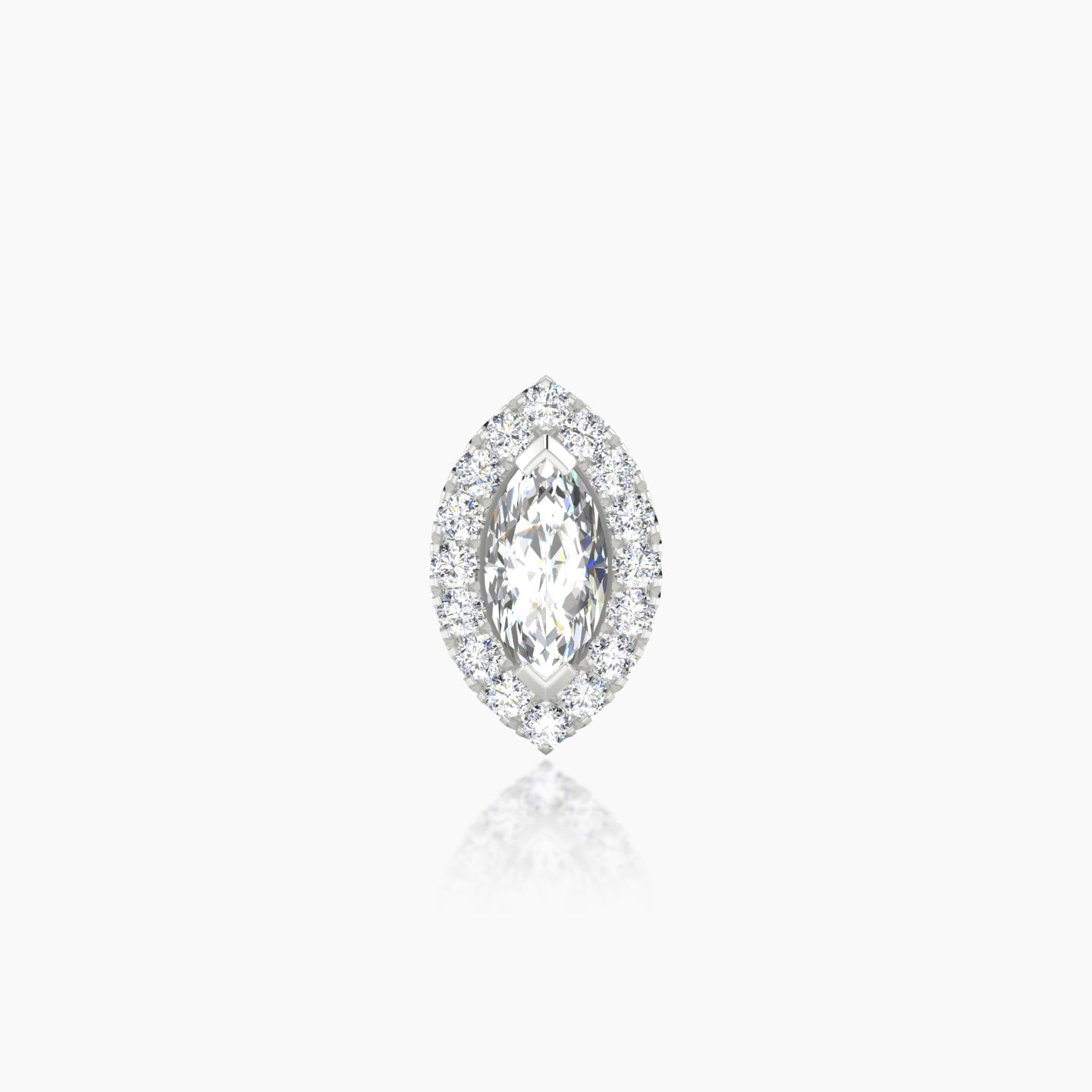 Eirene | 18k White Gold 9.5 mm 5 mm Halo Marquise Diamond Piercing