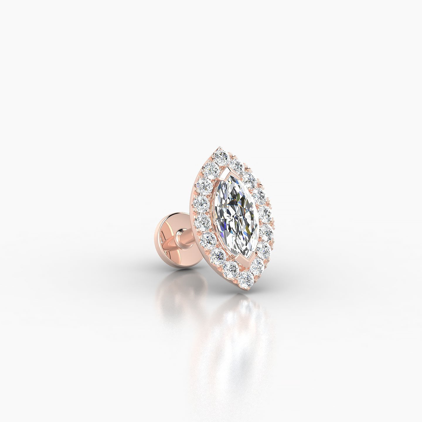 Eirene | 18k Rose Gold 9.5 mm 5 mm Halo Marquise Diamond Piercing