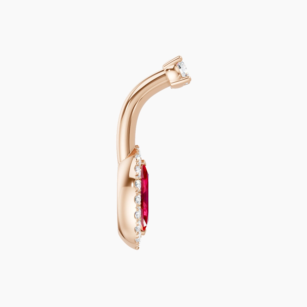 Eirene | 18k Rose Gold 9 mm 6 mm Halo Marquise Ruby & Diamond Belly Piercing