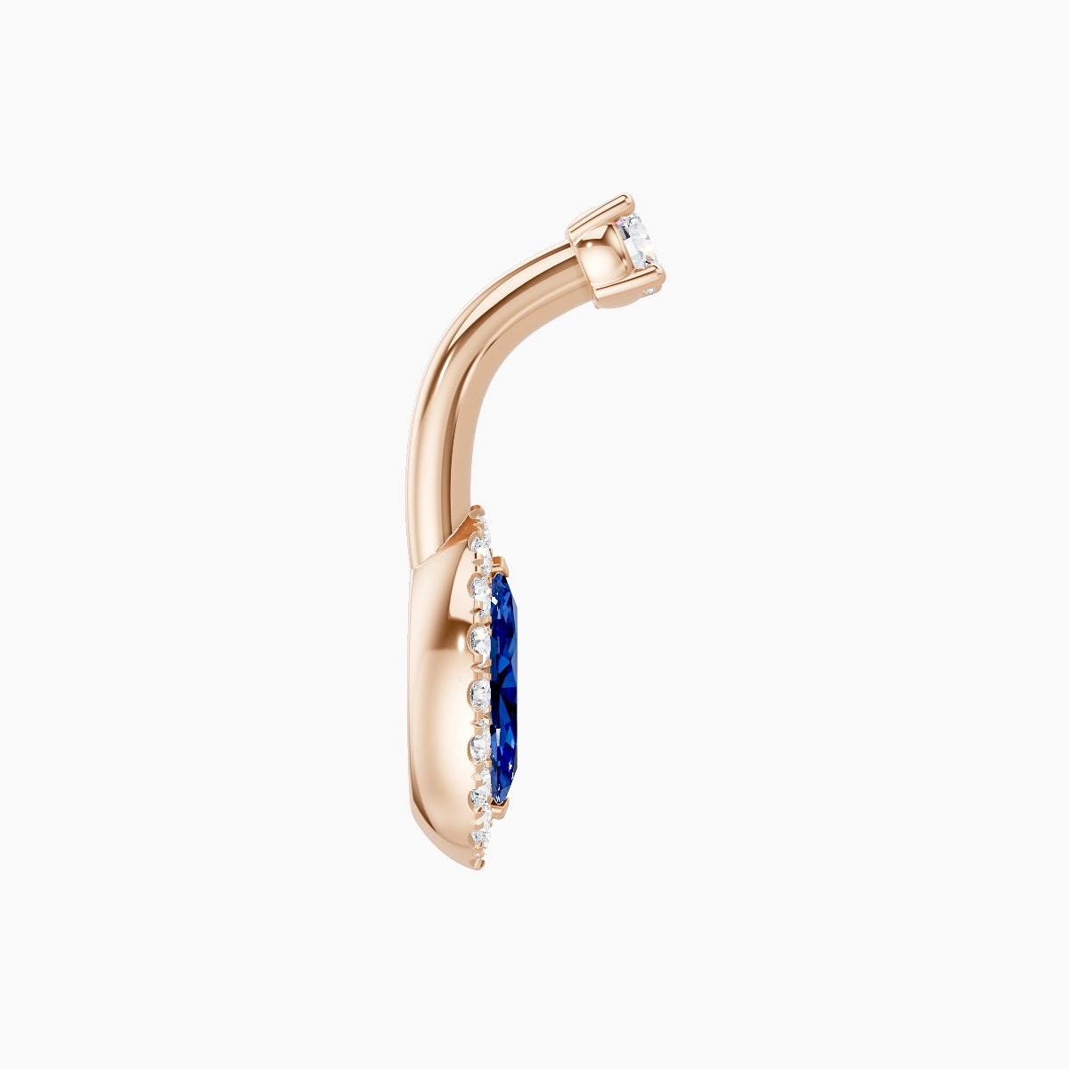 Eirene | 18k Rose Gold 9 mm 6 mm Halo Marquise Sapphire & Diamond Belly Piercing