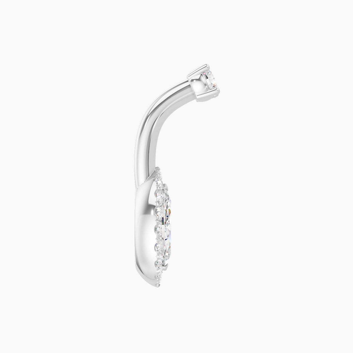 Eirene | 18k White Gold 9 mm 6 mm Halo Marquise Diamond Belly Piercing