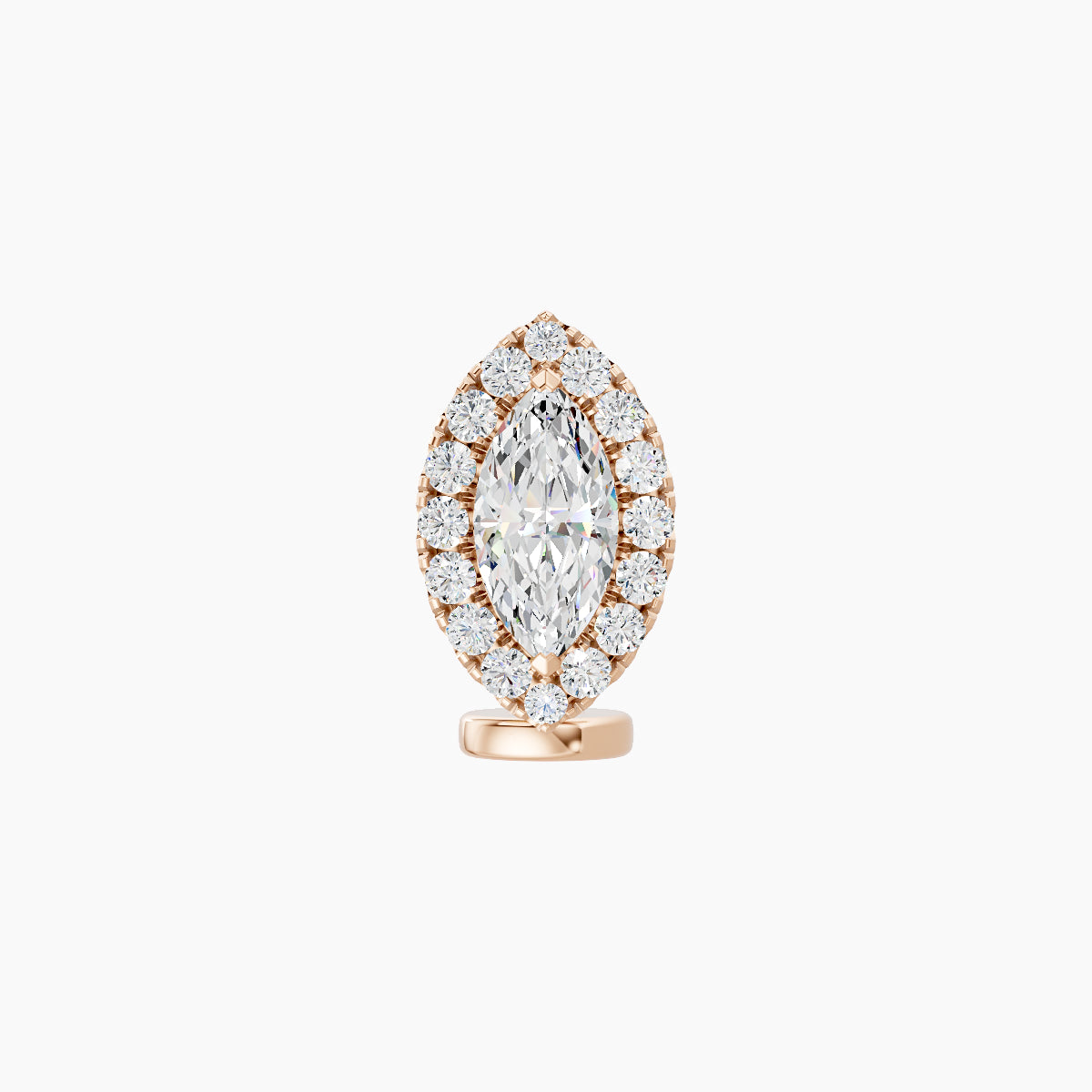 Eirene | 18k Rose Gold 9.5 mm 6 mm Halo Marquise Diamond Floating Navel Piercing