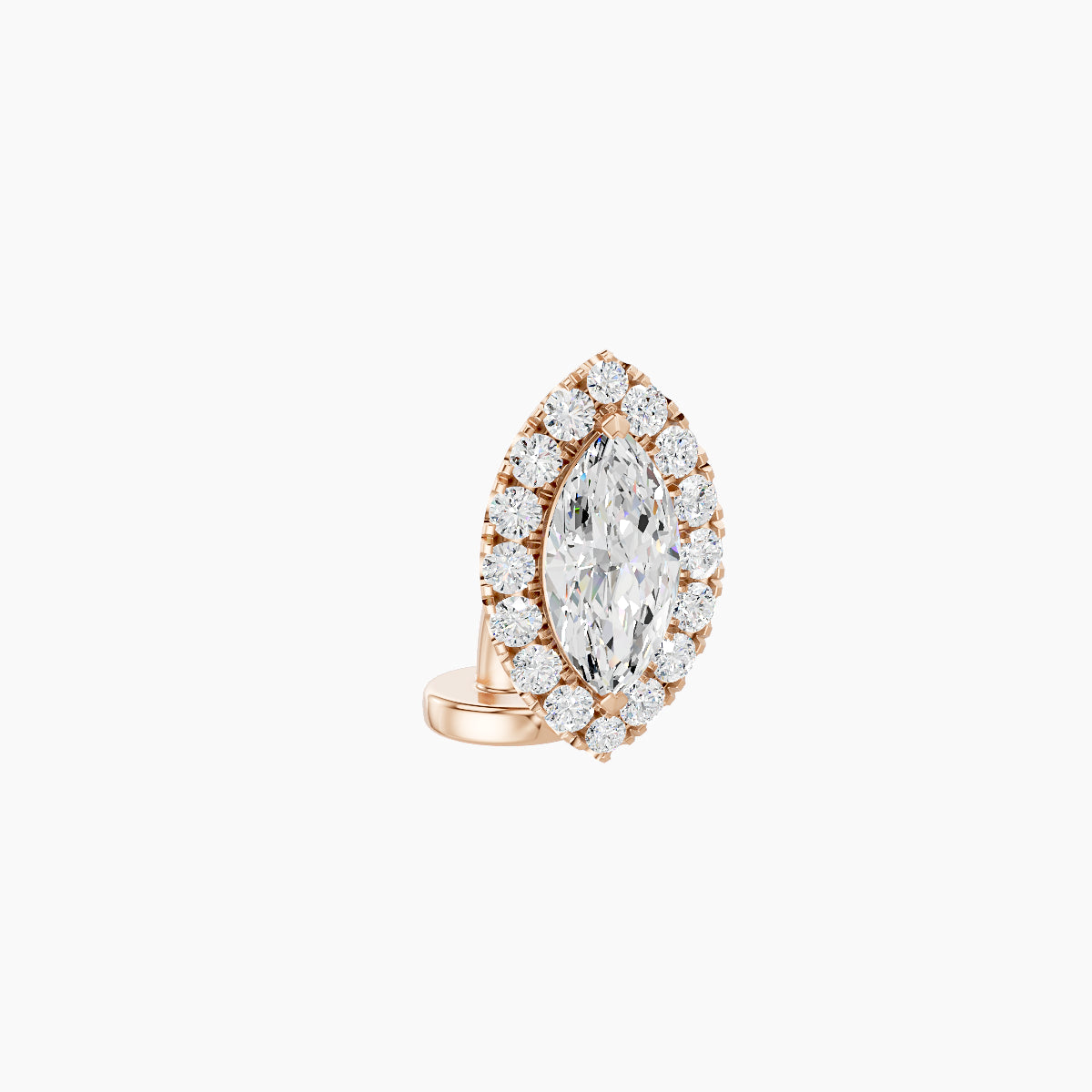 Eirene | 18k Rose Gold 9.5 mm 6 mm Halo Marquise Diamond Floating Navel Piercing