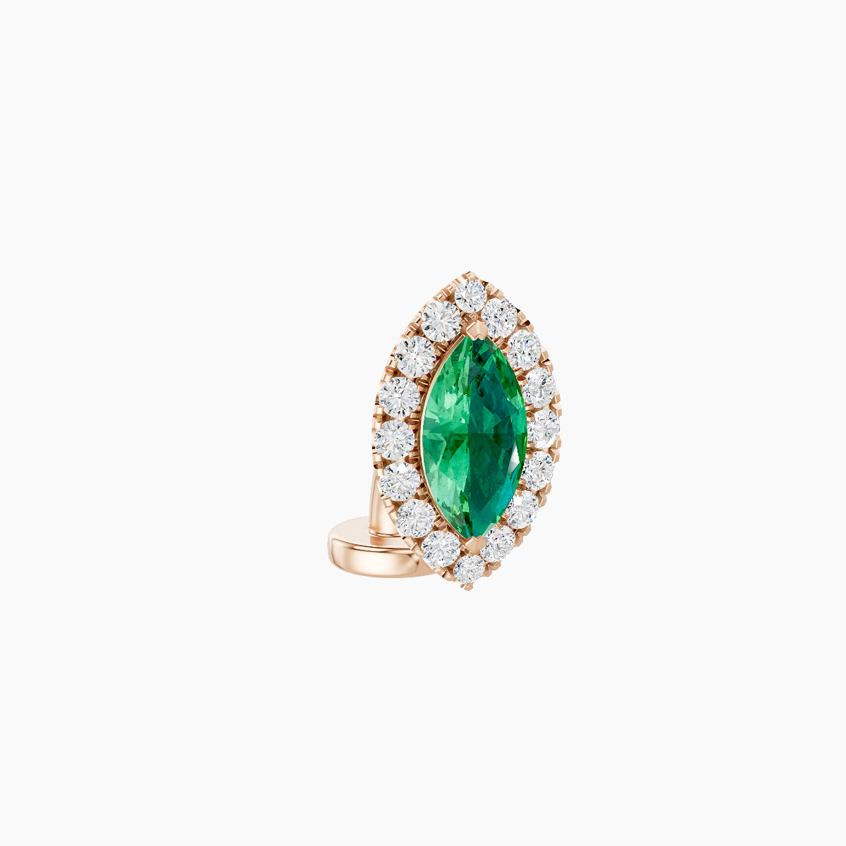 Eirene | 18k Rose Gold 6 mm 9.5 mm Halo Marquise Emerald & Diamond Floating Navel Piercing