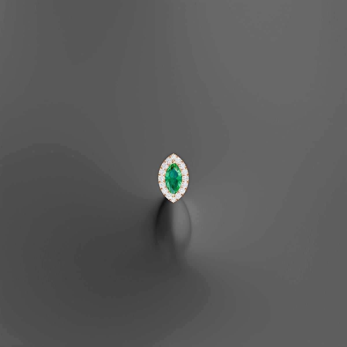 Eirene | 18k Rose Gold 6 mm 9.5 mm Halo Marquise Emerald & Diamond Floating Navel Piercing