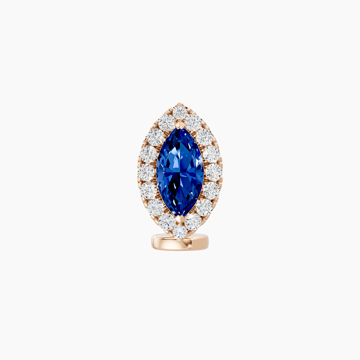Eirene | 18k Rose Gold 6 mm 9.5 mm Halo Marquise Sapphire & Diamond Floating Navel Piercing
