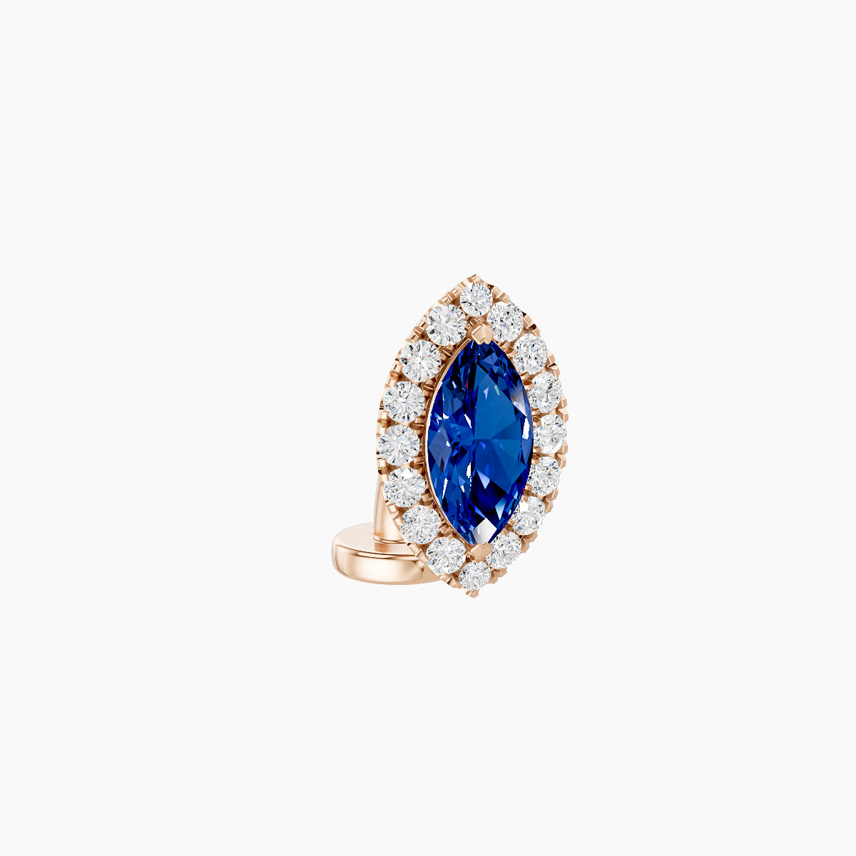 Eirene | 18k Rose Gold 6 mm 9.5 mm Halo Marquise Sapphire & Diamond Floating Navel Piercing