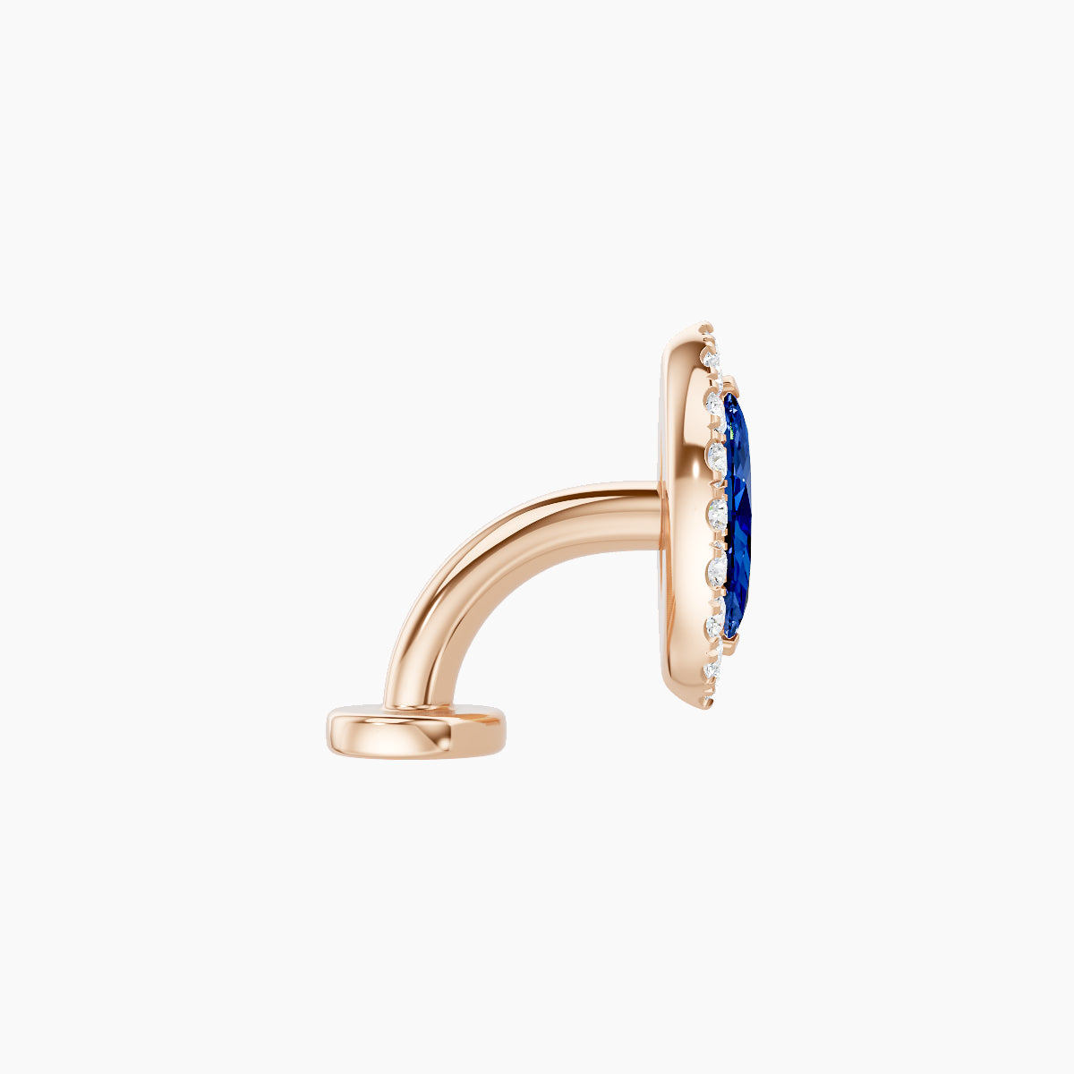 Eirene | 18k Rose Gold 6 mm 9.5 mm Halo Marquise Sapphire & Diamond Floating Navel Piercing