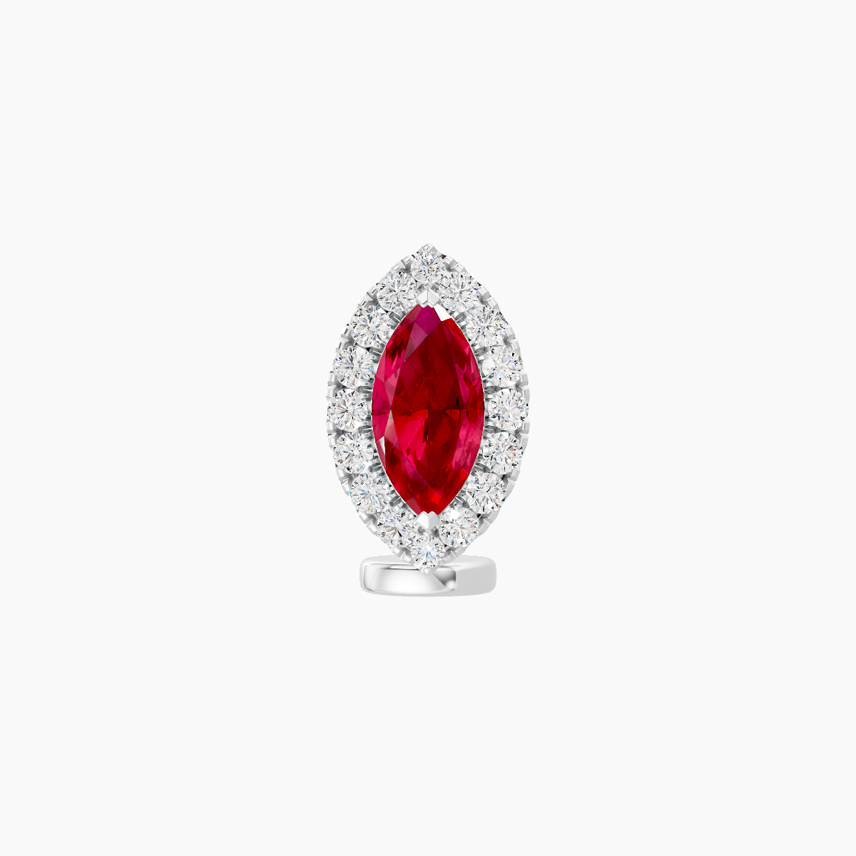 Eirene | 18k White Gold 6 mm 9.5 mm Halo Marquise Ruby & Diamond Floating Navel Piercing