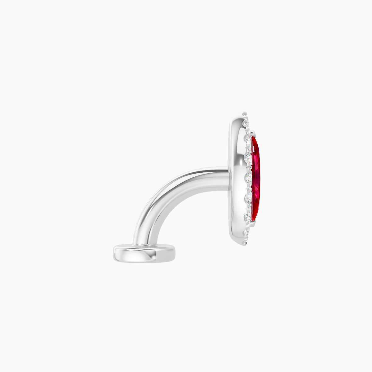Eirene | 18k White Gold 6 mm 9.5 mm Halo Marquise Ruby & Diamond Floating Navel Piercing