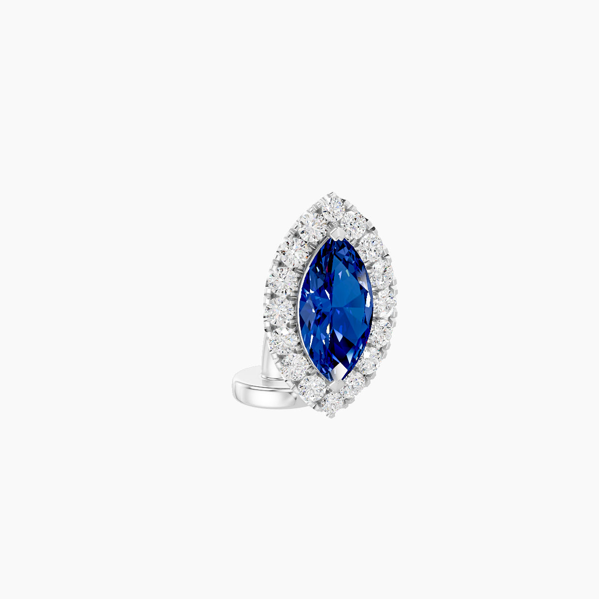 Eirene | 18k White Gold 6 mm 9.5 mm Halo Marquise Sapphire & Diamond Floating Navel Piercing